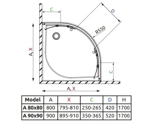 Приобрести Душевой уголок Radaway Classic A 80×80×170 коричневое в магазине сантехники Santeh-Crystal.ru