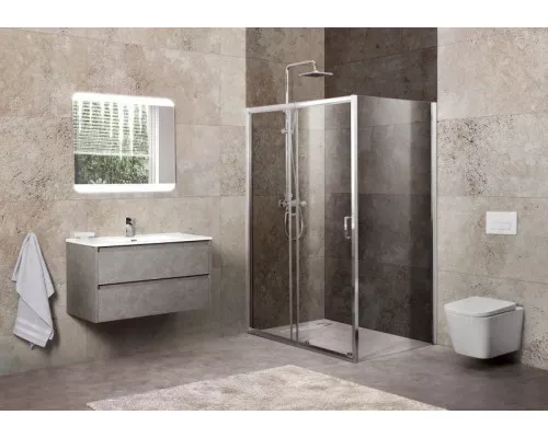 Заказать Душевой уголок 120-135x100 см BelBagno UNIQUE-AH-1-120/135-100-P-Cr текстурное стекло в магазине сантехники Santeh-Crystal.ru