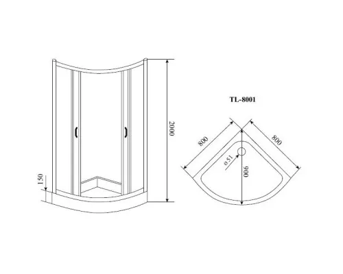 Купить Душевой уголок с поддоном 80x80 см Timo TL-8001 F матовое в магазине сантехники Santeh-Crystal.ru