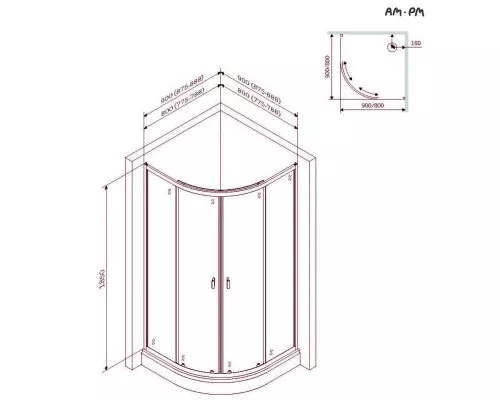 Заказать Душевой уголок без поддона 90x90 см AM.PM X-Joy W88G-205-090MT прозрачное в магазине сантехники Santeh-Crystal.ru