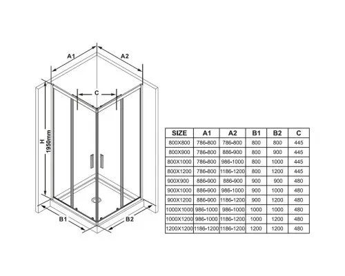Заказать Душевой уголок 100х90 см Ravak Blix Slim BLSRV2K + BLSRV2K X1XM70C00Z1 + X1XMA0C00Z1 прозрачное в магазине сантехники Santeh-Crystal.ru