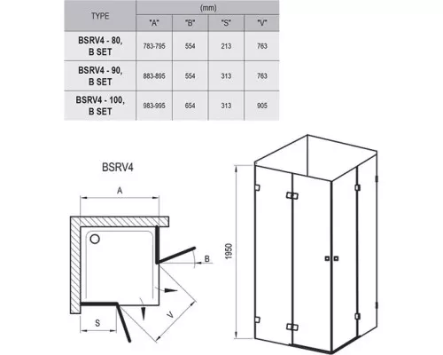 Заказать Душевой уголок 90х90 см Ravak Brilliant BSRV4 + B SET 1UV77A00Z1 + D01000A073 прозрачное в магазине сантехники Santeh-Crystal.ru