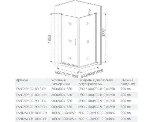 Купить Душевой уголок 80х80 см Good Door Fantasy CR-80-С-CH прозрачное в магазине сантехники Santeh-Crystal.ru