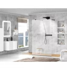 Неподвижная перегородка 125 см Cezares LIBERTA-L-2-125-C-NERO прозрачное