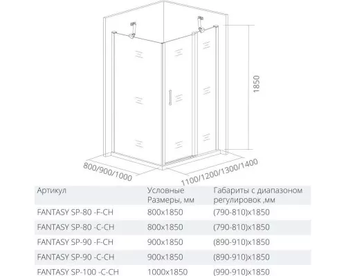 Заказать Боковая стенка 80 см Good Door Fantasy SP-80-F-CH прозрачный с рисунком в магазине сантехники Santeh-Crystal.ru