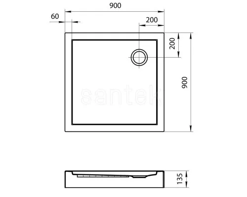 Приобрести Акриловый поддон 90x90 см Santek Палермо 1.WH30.2.476 в магазине сантехники Santeh-Crystal.ru