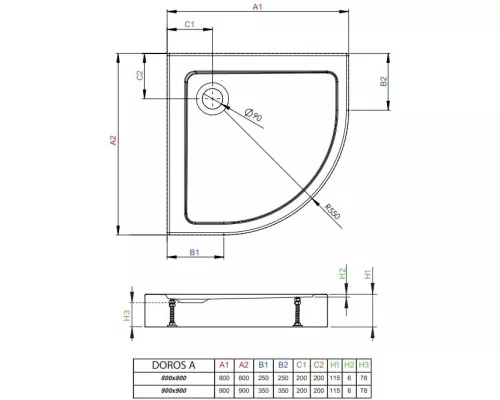 Приобрести Акриловый поддон 80x80 см Radaway Doros A Compact SDRA8080-05 в магазине сантехники Santeh-Crystal.ru