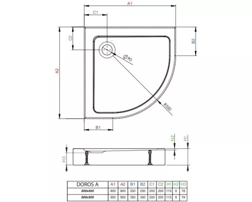 Заказать Акриловый поддон 80x80 см Radaway Doros A Compact Stone White SDRA8080-05-04S в магазине сантехники Santeh-Crystal.ru