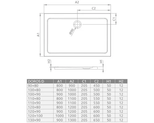 Купить Акриловый поддон 100x90 см Radaway Doros D Stone Anthracite SDRD1090-01-64S в магазине сантехники Santeh-Crystal.ru