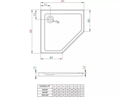 Купить Акриловый поддон 100x100 см Radaway Doros PT Stone Anthracite SDRPT1010-01-64S в магазине сантехники Santeh-Crystal.ru