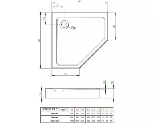 Заказать Акриловый поддон 100x100 см Radaway Doros PT Compact Stone White SDRPT1010-05-04S в магазине сантехники Santeh-Crystal.ru