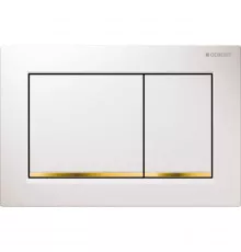 Смывная клавиша Geberit Omega30 белый/позолота/белый для двойного смыва 115.080.KK.1