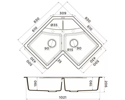 Купить Кухонная мойка Tetogranit Omoikiri Sumi 83C-BL черный 4993864 в магазине сантехники Santeh-Crystal.ru