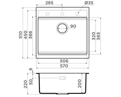 Купить Кухонная мойка Artceramic Omoikiri Kitagawa 57-GB графит 4993315 в магазине сантехники Santeh-Crystal.ru
