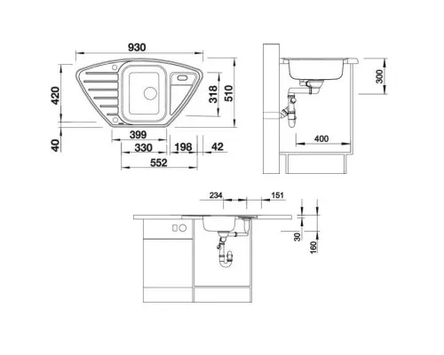 Купить Кухонная мойка Blanco Lantos 9E Полированная сталь 516276 в магазине сантехники Santeh-Crystal.ru