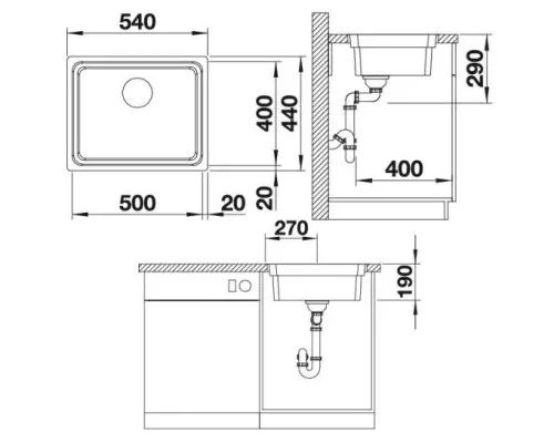 Приобрести Кухонная мойка Blanco Etagon 500-IF InFino зеркальная полированная сталь 521840 в магазине сантехники Santeh-Crystal.ru