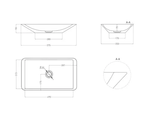 Раковина-чаша Salini S-Stone Callista 03 1101207SMF 57,5x35 см, накладная, покраска по RAL матовый полностью