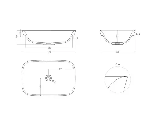 Раковина Salini S-Sense Marea 02 1802102GF 59,8x39,8 см, встраиваемая сверху, покраска по RAL глянец полностью