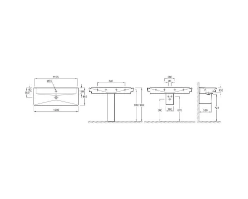 Приобрести Раковина подвесная 120 см Jacob Delafon Reve E4800-00 в магазине сантехники Santeh-Crystal.ru