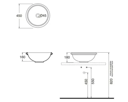 Приобрести Раковина чаша 45х45 см Azzurra Jubilaeum JUB50/APP bi в магазине сантехники Santeh-Crystal.ru