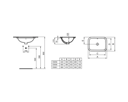 Заказать Раковина 42х35 см Ideal Standard Connect E505601 в магазине сантехники Santeh-Crystal.ru