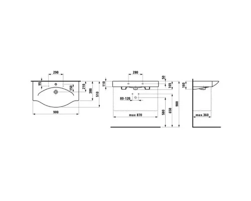 Заказать Раковина 90x51 см Laufen Palace 8.1170.2.000.104.R в магазине сантехники Santeh-Crystal.ru