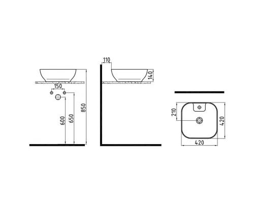 Заказать Раковина 42х42 см Bien Motto MTLG04201FD1W3000 в магазине сантехники Santeh-Crystal.ru