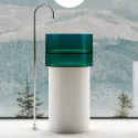 Раковина напольная 45х45 см Abber Kristall AT2701White-Aquamarin-H