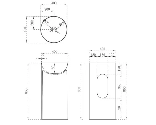 Раковина напольная 40x40 см Vincea VBS-6SP01MW