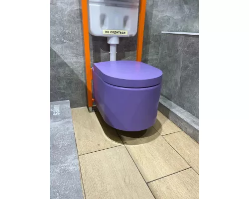 Унитаз подвесной Salini S-Stone Gemelli 240121KSMF4005 безободковый, с сиденьем микролифт, сине-сиреневый матовый