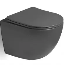 Унитаз подвесной Vincea Globo VT1-14STMA безободковый, торнадо, с сиденьем микролифт, антрацит матовый