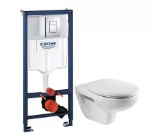 Комплект подвесной унитаз Roca Victoria 34630300R + ZRU8013920 + система инсталляции Grohe 38772001
