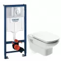 Комплект подвесной унитаз Roca Dama Senso 346517000 + ZRU9302820 + система инсталляции Grohe 38721001