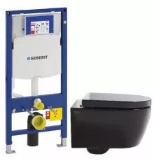 Комплект подвесной унитаз SSWW CT2038BLACK + система инсталляции Geberit 111.300.00.5