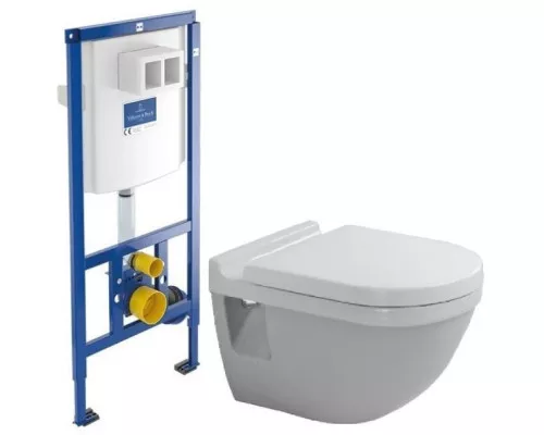 Заказать Комплект подвесной унитаз Duravit Starck 3 2200090000 + 0063810000 + система инсталляции Villeroy & Boch 92246100 в магазине сантехники Santeh-Crystal.ru