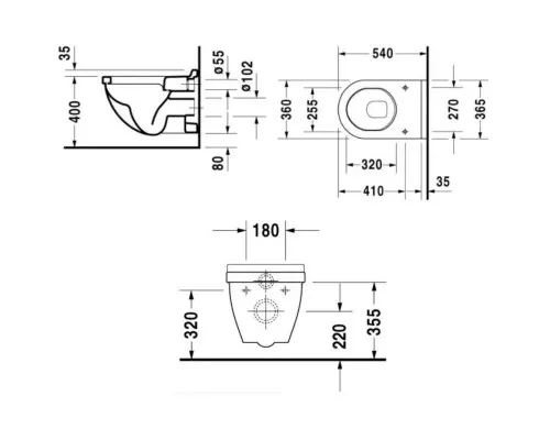Заказать Комплект подвесной унитаз Duravit Starck 3 2200090000 + 0063810000 + система инсталляции Villeroy & Boch 92246100 в магазине сантехники Santeh-Crystal.ru