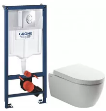 Комплект подвесной унитаз SSWW CT2038V + система инсталляции Grohe 38721001