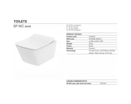 Заказать Комплект подвесной унитаз Toto SP CW532Y + TC512F + система инсталляции Geberit 111.362.00.5 в магазине сантехники Santeh-Crystal.ru
