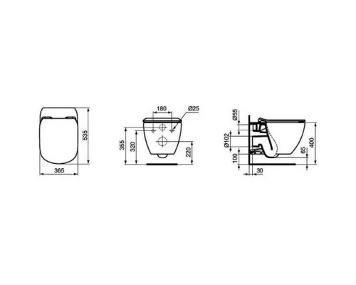 Купить Комплект подвесной унитаз Ideal Standard Tesi T007901 + T352701 + система инсталляции AlcaPlast AM101/11203:1RUSSETM71 в магазине сантехники Santeh-Crystal.ru