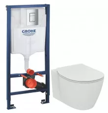 Комплект подвесной унитаз Ideal Standard Connect E771801 + E772401 + система инсталляции Grohe 38772001