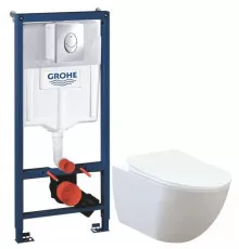 Комплект подвесной унитаз Creavit Free FE322-11CB00E-0000 + KC0903.02.0000E + система инсталляции Grohe 38721001