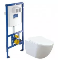 Комплект подвесной унитаз Creavit Free FE322-11CB00E-0000 + KC0903.02.0000E + система инсталляции Villeroy & Boch 92246100