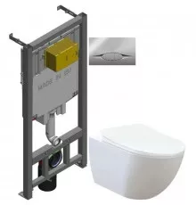 Комплект подвесной унитаз Creavit Free FE322-11CB00E-0000 + KC0903.02.0000E + система инсталляции Jacob Delafon E29025-NF + E29027-CP