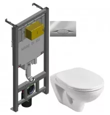 Комплект подвесной унитаз Santek Бореаль 1.WH30.1.977 + система инсталляции Jacob Delafon E29025-NF + E29027-CP