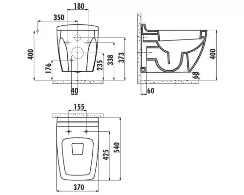 Заказать Комплект подвесной унитаз Creavit Bull BL320-11CB00E-0000 + KC0603.01.0000E + система инсталляции AlcaPlast AM101/11203:1RUSSETM71 в магазине сантехники Santeh-Crystal.ru