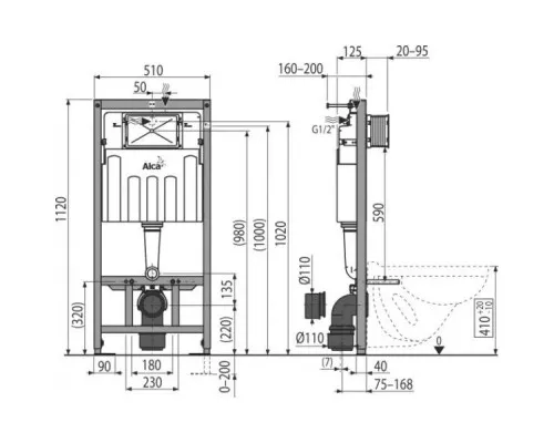 Заказать Комплект подвесной унитаз Creavit Bull BL320-11CB00E-0000 + KC0603.01.0000E + система инсталляции AlcaPlast AM101/11203:1RUSSETM71 в магазине сантехники Santeh-Crystal.ru