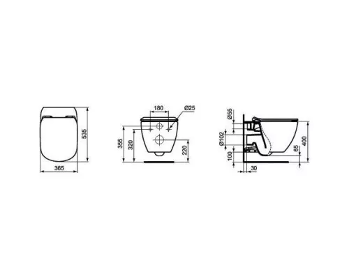 Заказать Комплект подвесной унитаз Ideal Standard Tesi T007901 + T352701 + система инсталляции Villeroy & Boch 92246100 + 92249068 в магазине сантехники Santeh-Crystal.ru