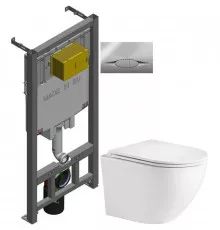 Комплект подвесной унитаз WeltWasser Merzbach 004GL-WT 10000003661 + система инсталляции Jacob Delafon E29025-NF + E29027-CP