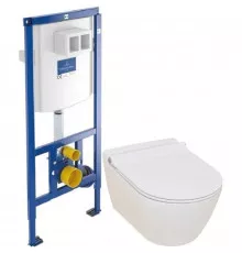 Комплект подвесной унитаз Serel Smart SM25SL + система инсталляции Villeroy & Boch 92246100