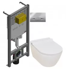 Комплект подвесной унитаз Serel Smart SM25SL + система инсталляции Jacob Delafon E29025-NF + E29027-CP